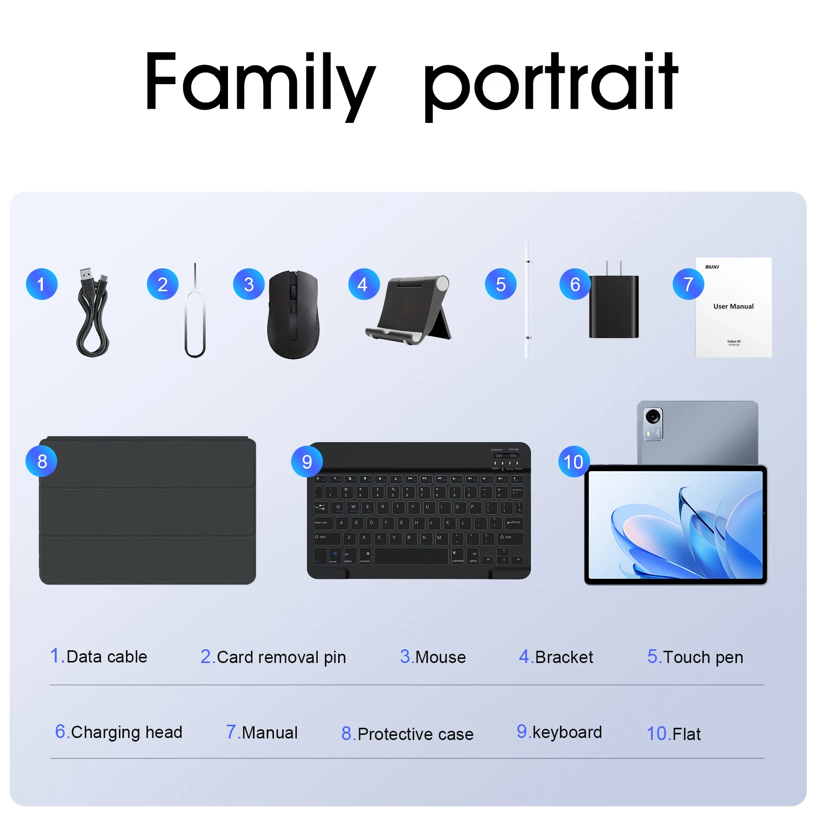 SUXI Poker A3 Android 14 Tablet 10.1" IPS Max 12GB RAM 128GB ROM T606 8-core 6000mAh Keyboard/Case/Mouse/Stylus/Headphone/Stand