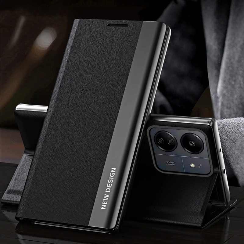 Leather Flip Case with Stand and Enhanced Protection - Elegant Phone Cover