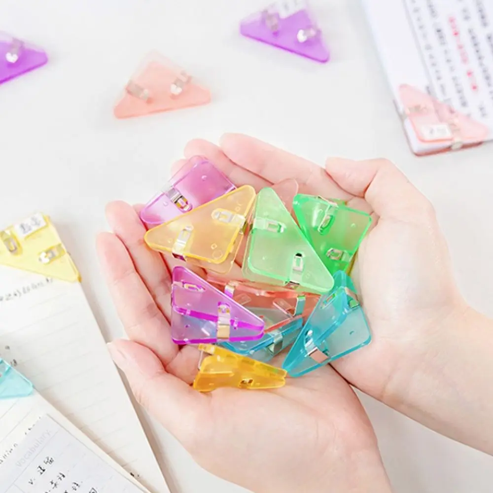 

5PCS Transparent Triangle Clip Holder Bookmark Test Paper Storage Simple Style Color Bill Clip Office Student Stationery