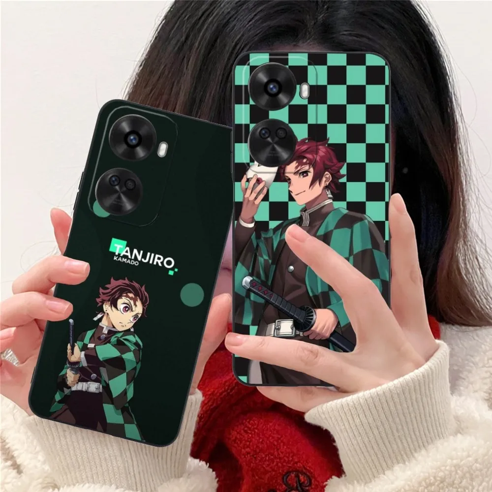 Demon Slayer Tanjiro Cell Phone Case For Huawei Nova 12 11 10 9 8 7 Pro Se 5G Black Soft Phone Cover Funda