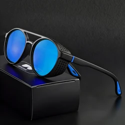 Vintage Steampunk Polarized Sports Sunglasses (Round C4 Blue)