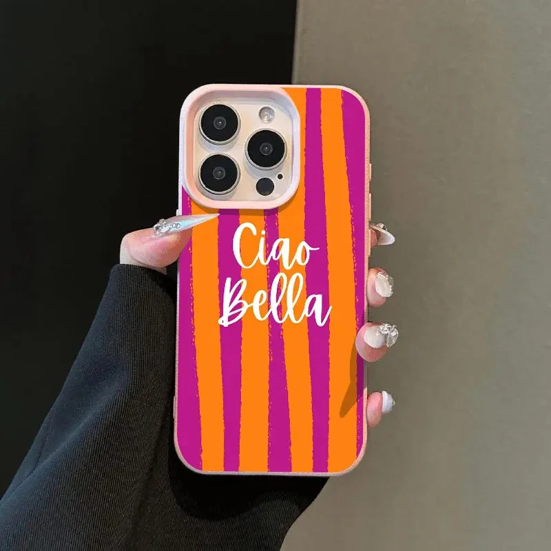 Orange Striped Minimalist Shockproof Soft Phone Case
