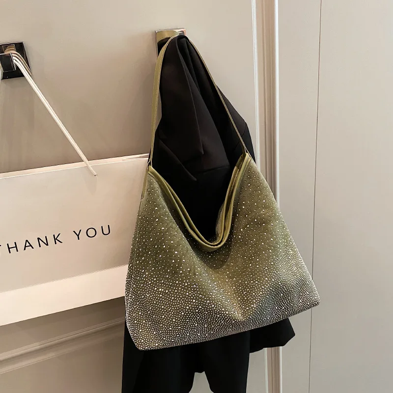 

Fashion Rhinestone Underarm Shoulder Bag For Women Shiny Diamond Evening Clutch Handbag Purse Ladies Luxury Shopper Bucket Bag