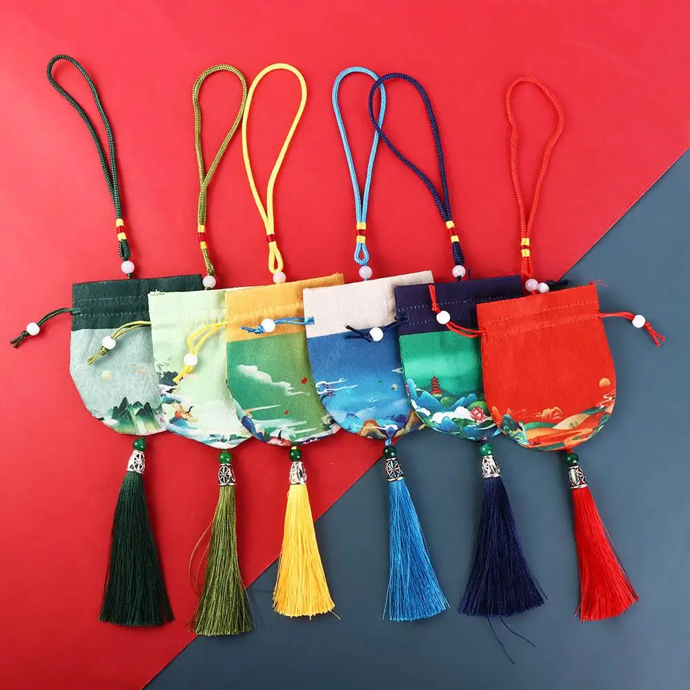 Tassel Necklaces Case Flower Hanging Decoration Cloth Chinese Style Storage Bag Women Jewelry Bag Purse Pouch Empty Sachet custom logo dust bag covers soft herringbone cotton purse envelope shape packaging gift bag jewelry pouch