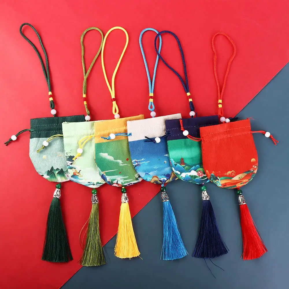 hanging decoration necklaces case multi color cloth flower chinese style storage bag purse pouch empty sachet women jewelry bag Tassel Necklaces Case Flower Hanging Decoration Cloth Chinese Style Storage Bag Women Jewelry Bag Purse Pouch Empty Sachet