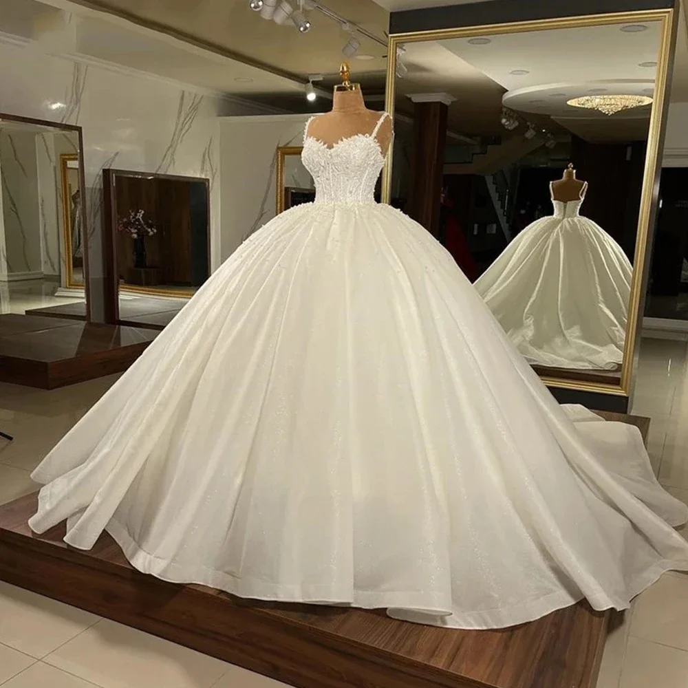 

MANRAY Luxury Women's Wedding Dresses Shiny Bead String Elegant Sweetheart Ball Gowns Princess Bridal Gowns Formal Beach Party