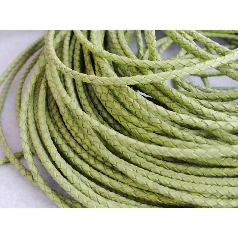 50m/lot 3mm fashion Natural braided cord Genuine Leather Cord Fit Jewelry Making A-2592