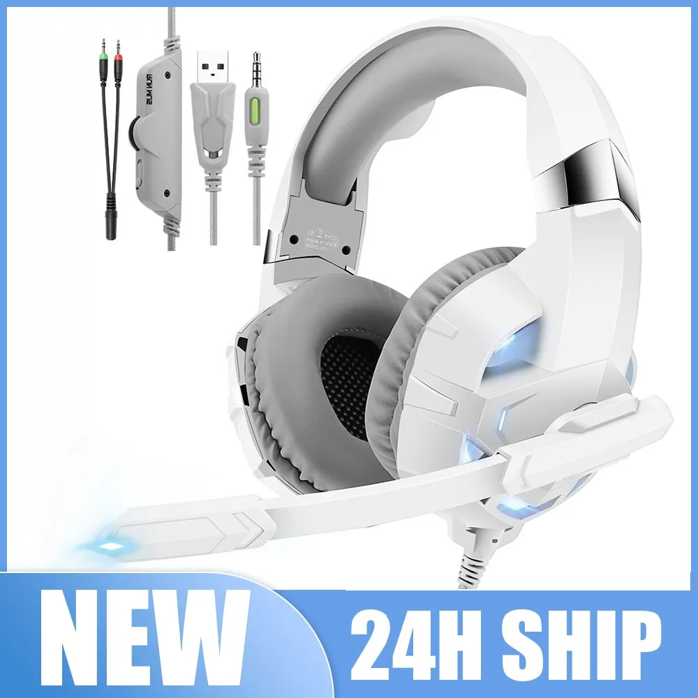 Wired Stereo Gaming Headphones With Mic LED Lights Over-Ear Noise-cancelling Gamer Headset For PS4 Mac Laptop PC Computer