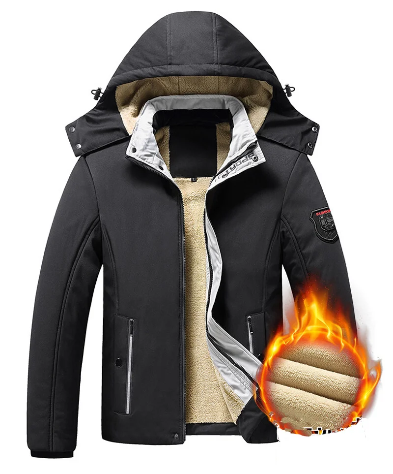 

New Waterproof Thick Warm Winter Men's Fleece Jacket Large Size 7XL 8XL Male Coat Quilted Hooded Windbreaker Casual Men Parkas