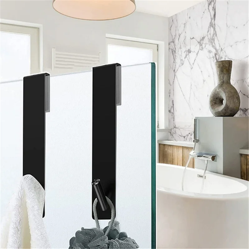 Gancho trasero para puerta de ducha de baño, colgador de puerta de vidrio  acrílico sobre, toallero de ducha en forma de S, colgador de Albornoz de  baño, ganchos de soporte - AliExpress