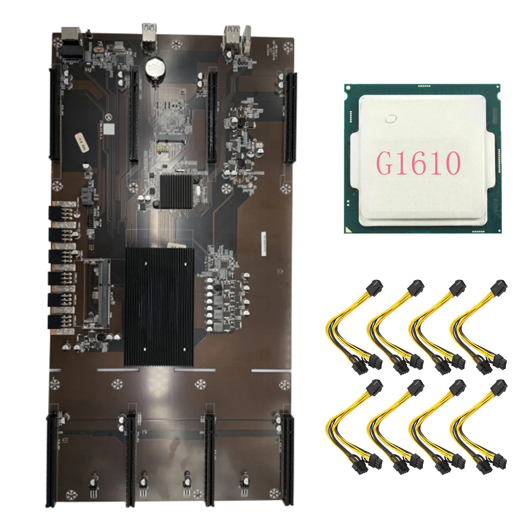 

Материнская плата ETH80 B75 BTC для майнинга + 8X6PIN к двойному 8Pin кабелю + G1610 CPU 8xpcie 16X LGA1155 поддержка 1660 2070 3090 RX580 GPU