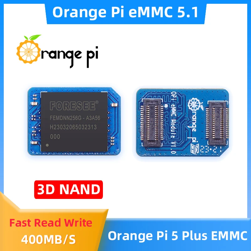 Módulo Orange pi Emmc para Opi Plus Velocidades Rápidas de Leitura e Gravação Compatível para Tablet Ott Smartphone tv Emmc5.1 400 Mbps
