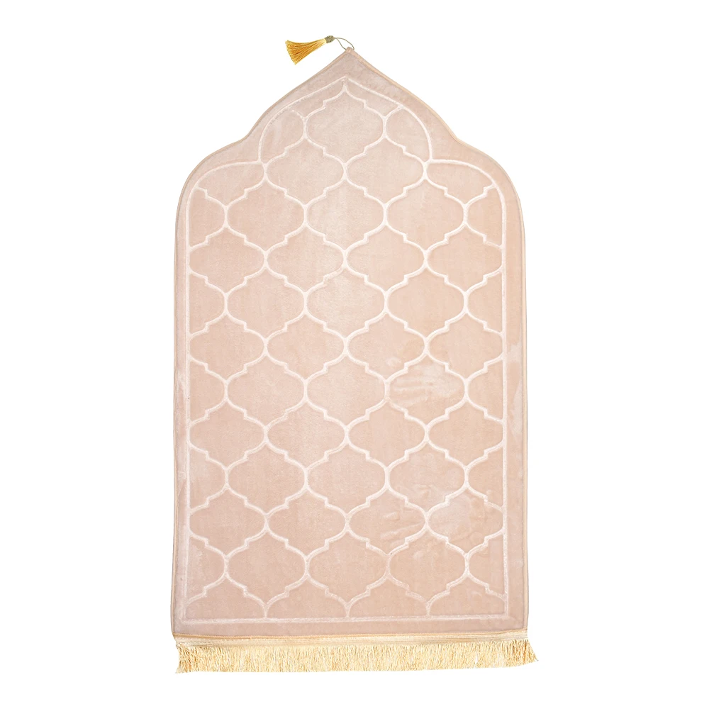 Elegant Non-Slip Portable Prayer Rug - Soft Embossed Flannel Mat