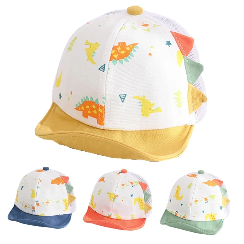 

Summer Baby Cap Cartoon Dinosaur Baseball Caps for Boy Girls Breathable Mesh Toddler Infant Hat Adjustable Kids Accessories 1-3Y