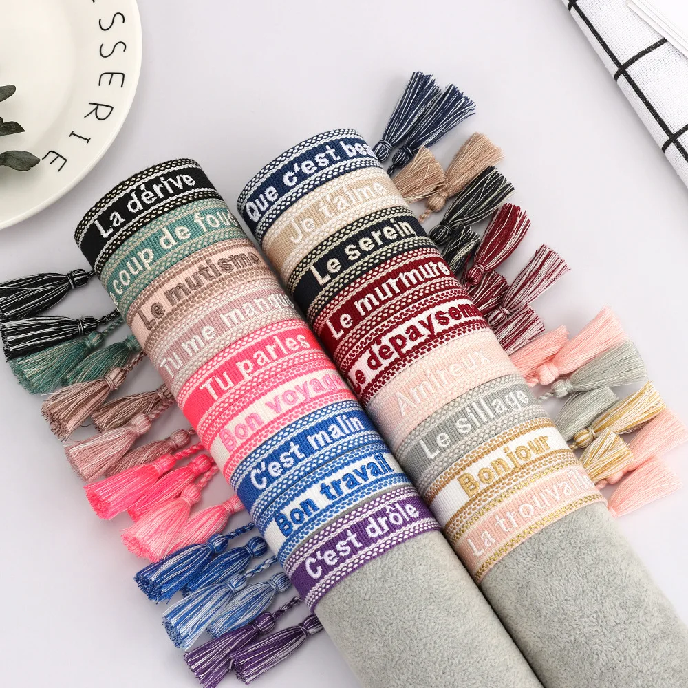 Bohemia Creative Handmade Embroidery French Letter Bracelet