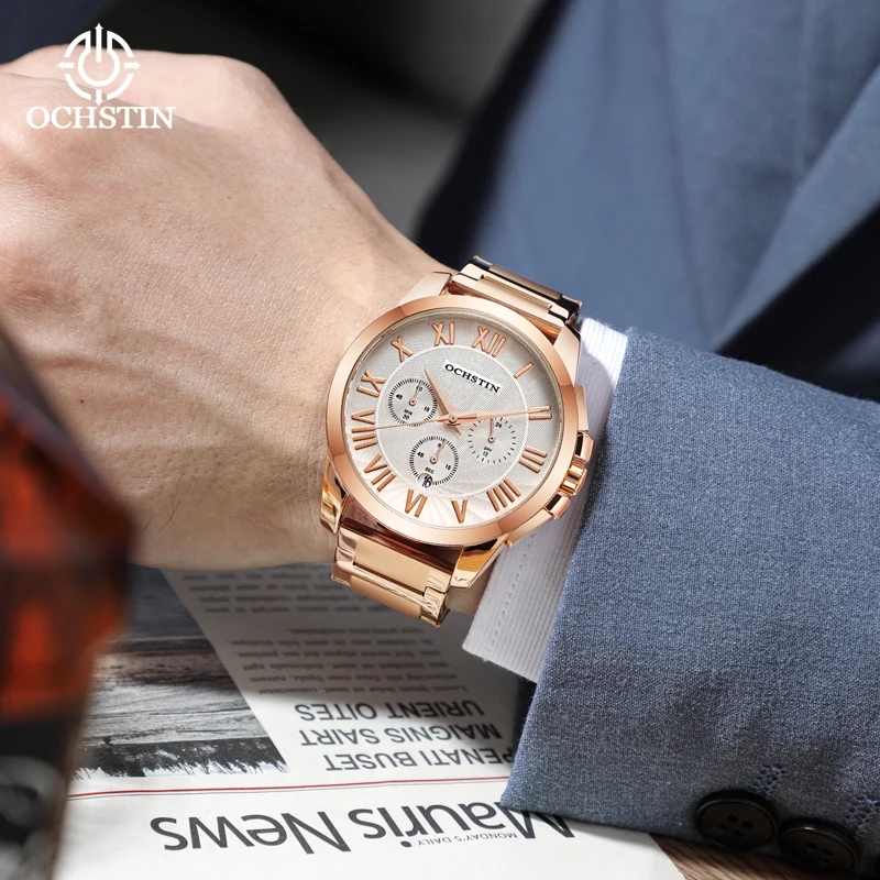 OCHSTIN Personalized Simple Waterproof Wristwatch Multifunction Quartz Movement New 2024 Mariner Series Men's Quartz Watch