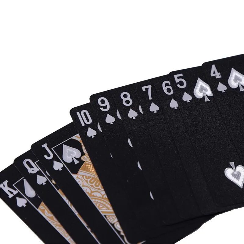 Farbe Schwarz Gold Spielkarten Kartenspiel Gruppe wasserdichte Poker Anzug Magie Dmagic Paket Brettspiel Geschenks ammlung