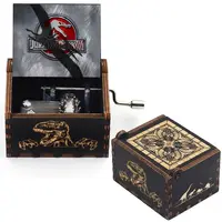 Hot Wooden Hand Crank Music Box Anime Theme Jurassic Park Decoration Home Valentine's Day Birthday Gift 2