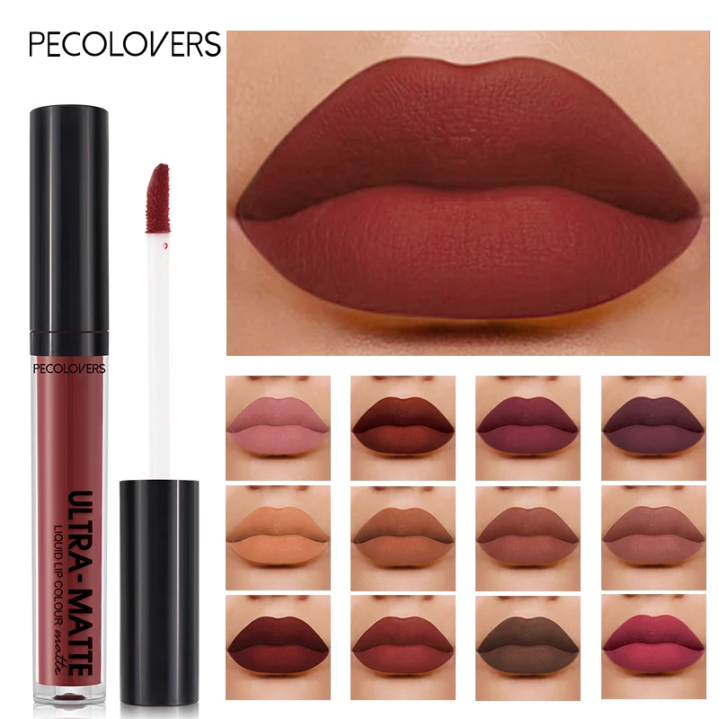 Velvet Mate Long-Lasting Waterproof Matte Lip Gloss in Nude Brown Red