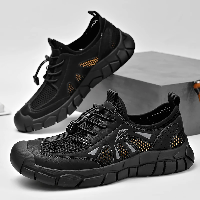 Light Breathable Casual Shoes Lace-Up Men Hiking Shoe for Men Sport Footwear Cool Outdoor Walking Shoes Summer Mesh Men Sneakers 5