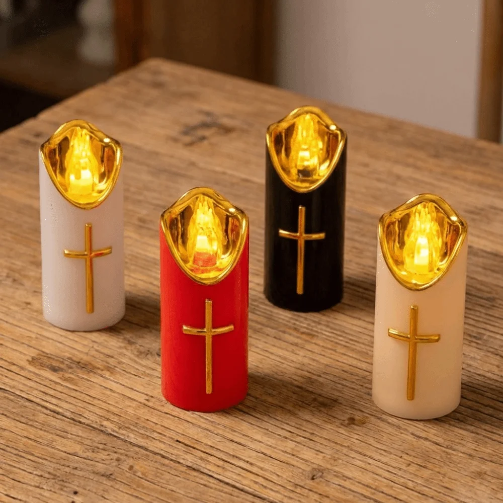 Reusable Christian Cross Decorative Waterproof Battery-Operated Flame Candles