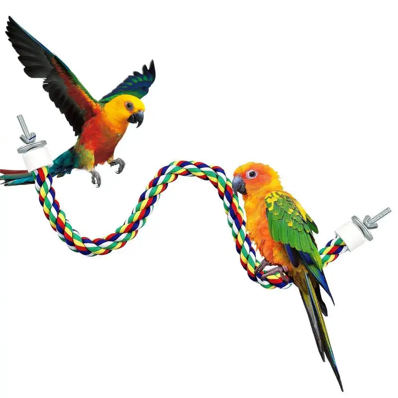 

Parrot Rope Perch Bendable Bird Stainless Steel Perch Colorful Cleaning Teeth Toys For Exercising Climbing Exploring Relaxing To