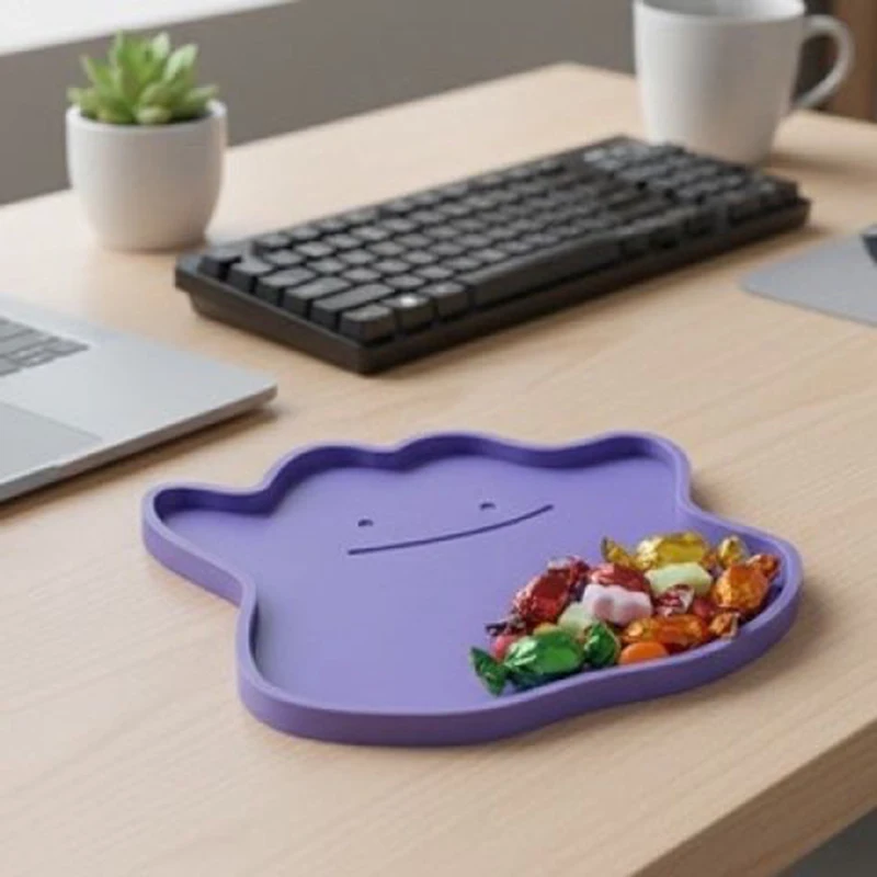 Vassoio portaoggetti Kawaii a forma di Ditto, organizer da scrivania a tema anime per piccoli oggetti, decorazione creativa per la casa, regalo perfetto per ragazze