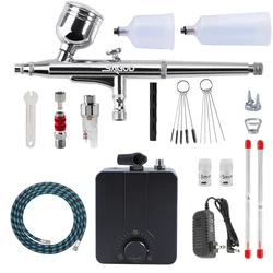 Airbrush with Compressor Kit Dual-Action Spray Gun 0.3mm Nozzle Accessories for Nail Art Model Cake Shoes Painting Airbrush Kit