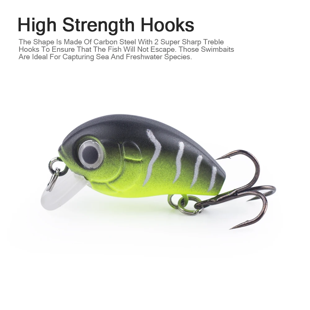 Hanlin 5pcs/Suit 2.8cm 2g Mini Wobblers Slow Sinking Crankbait Fishing Lure Artificial Bait Hard Plastic Wobbler For Bass Tackle 6