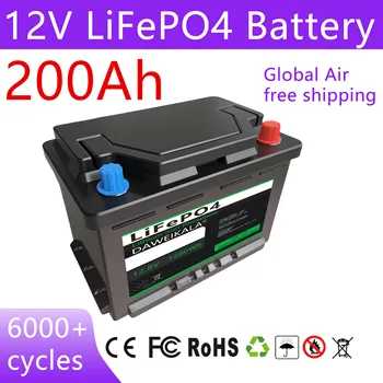 Batteria agli ioni di litio 12V 200Ah 1280Wh 100A BMS LiFePO4 Batteria RV Barca Energia solare Campeggio esterno Batteria per carrello da golf impermeabile