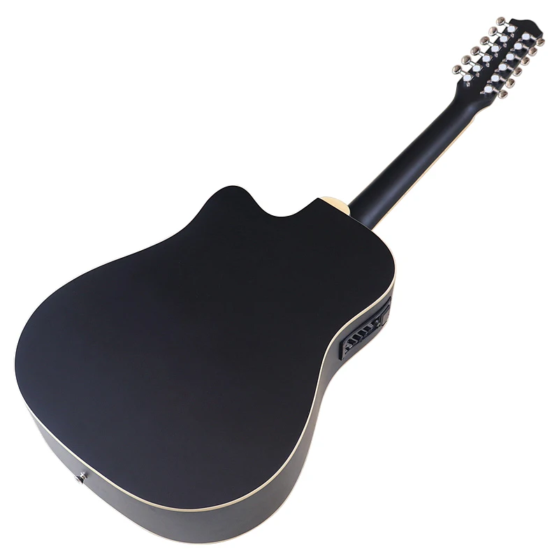 41 Inch 12 String Electric Acoustic Guitar Full Basswood Body Black Color Cutaway Design Matte Finish Folk Guitar With EQ acoustic electric guitar acoustic guitar