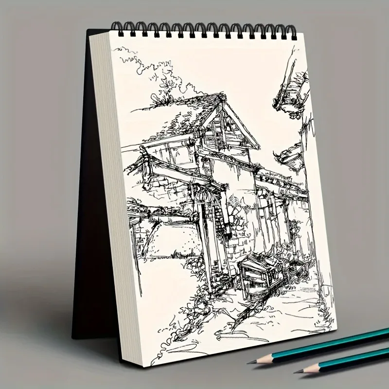 1PC 두꺼운 사각형 스케치북, 그림 그리기용 아트 드로잉 종이 스케치 패드, 나선형 바인딩이 있는 스케치북, 5.82인치 x 4.13인치