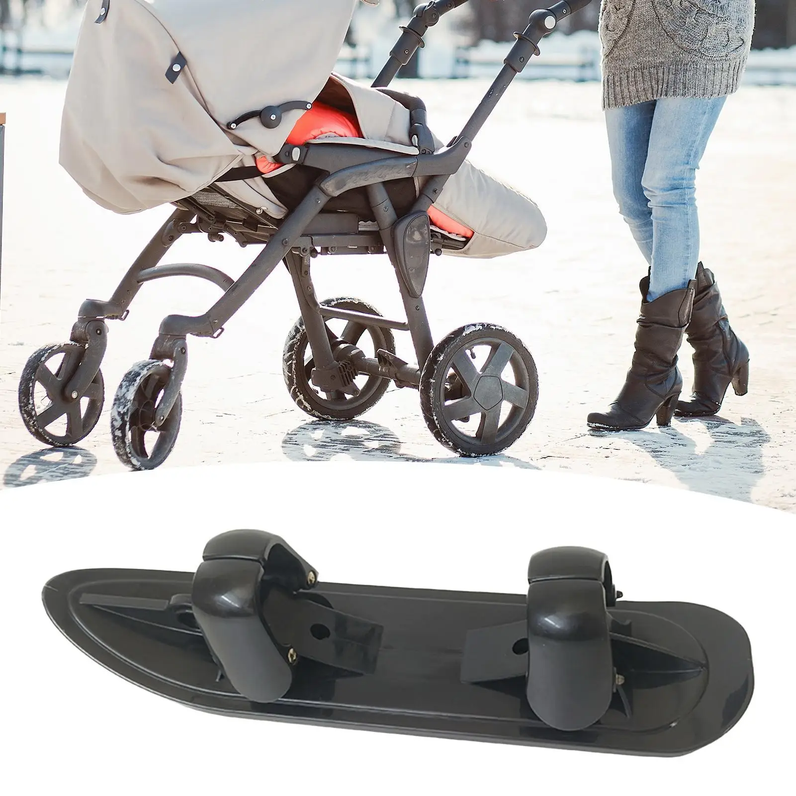 Snow Ski For Stroller Kids Snow Conversion Ski Scooter Sled Board Glider Skiing Attachment For Parents Sports Camping Jogging