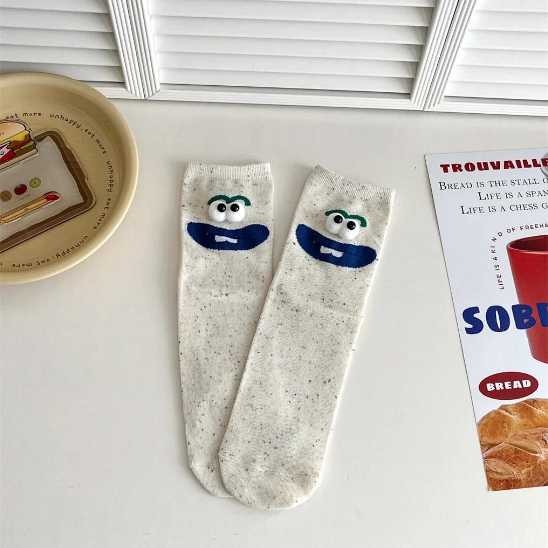 Playful Cartoon Big Eyes Women's Socks - Cute & Fun Gift