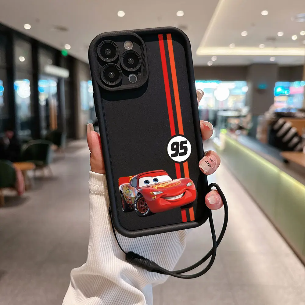 thumbnail image 1 of Cars Lightning McQueen 95, funda de teléfono para IPhone 15, 14, 13, 12, 11 Pro Max, Mini, XR, XS, X, 7, 8 Plus, TPU suave con correa de mano, 1 of 5