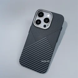Magnetic Carbon Color Hard Shell Case with Alloy Camera Lens Shields and Geometric Design - iPhone 17 Pro (Pattern a)