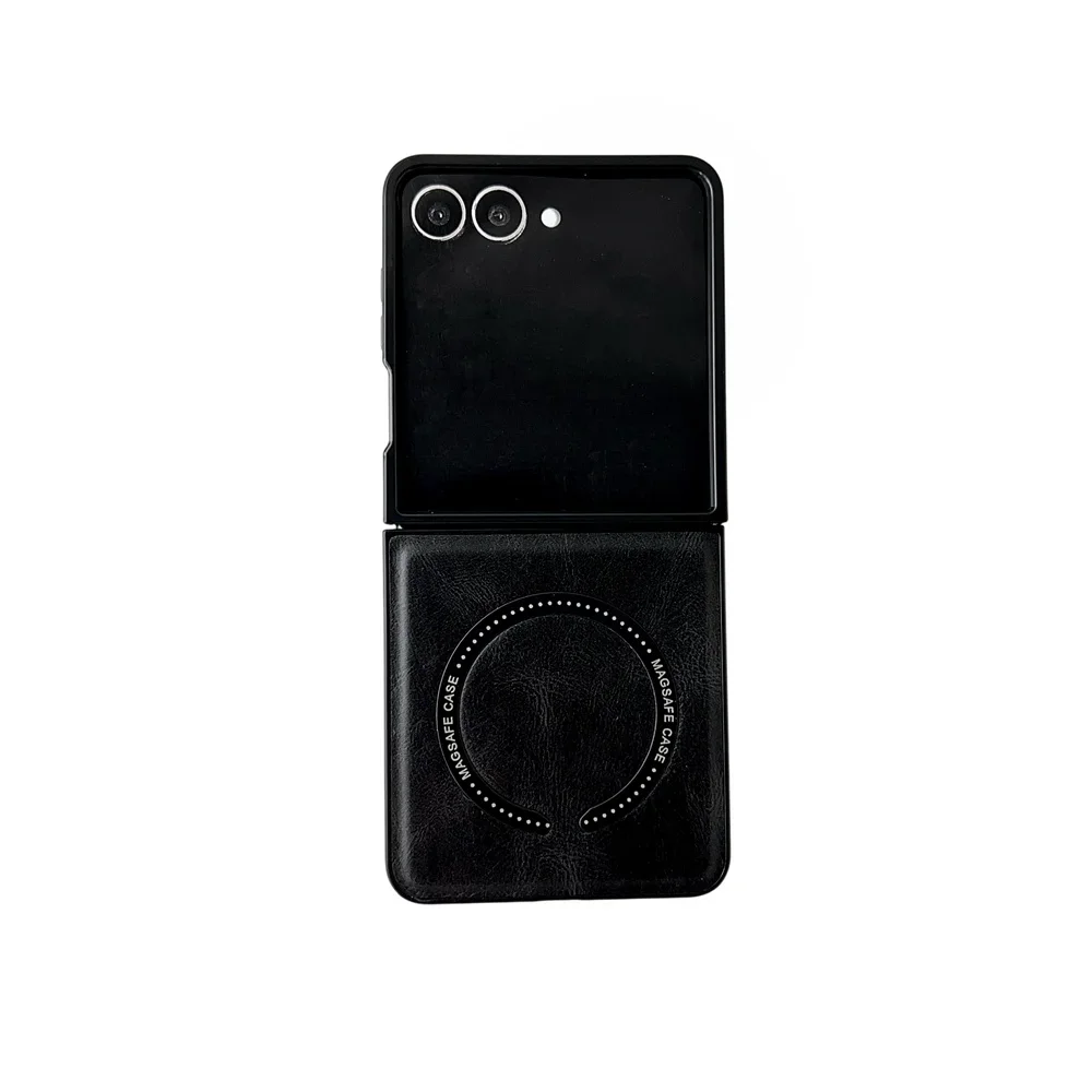 Luxury Leather Magnetic Wireless Charging Phone Case with Soft Bumper Cover