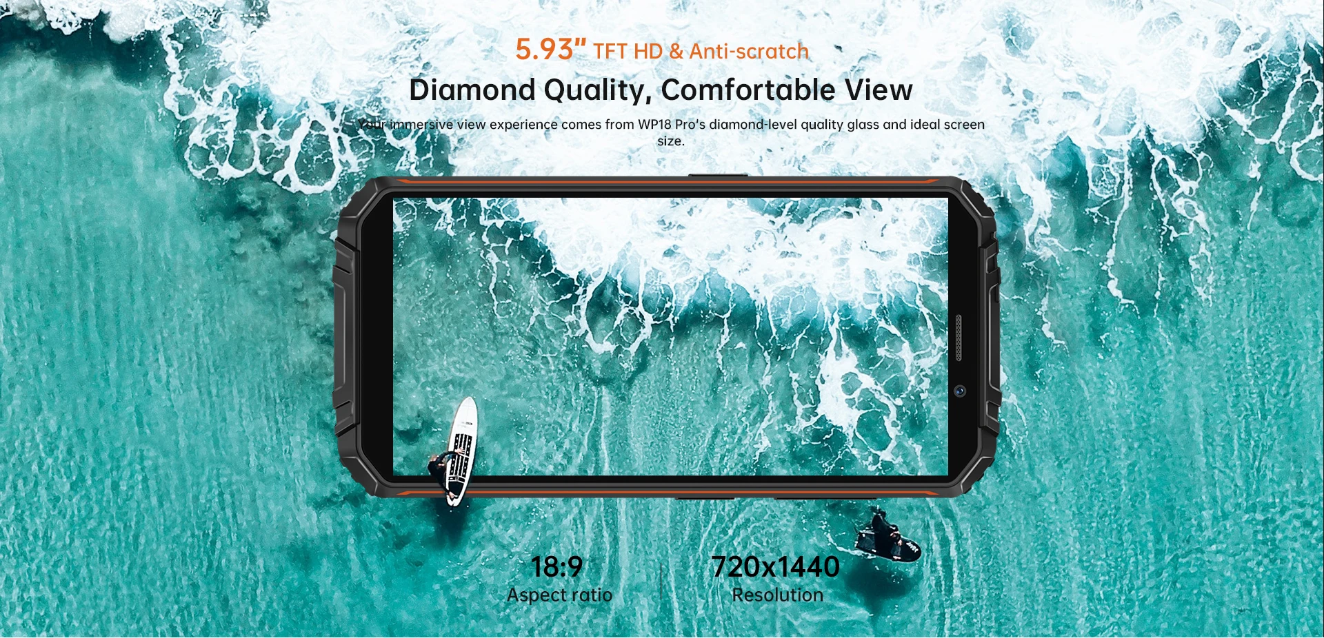 OUKITEL WP18 Pro Android 12 Cellphones MTK6762 4GB+64GB IP68 Rugged Phone 13MP Camera 5.93
