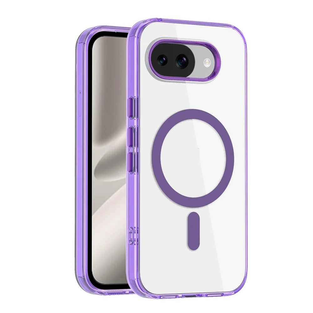 Enhanced Magnetic Transparent Case - Shockproof Clear Acrylic Hard Back Cover with Wireless Charging Compatibility