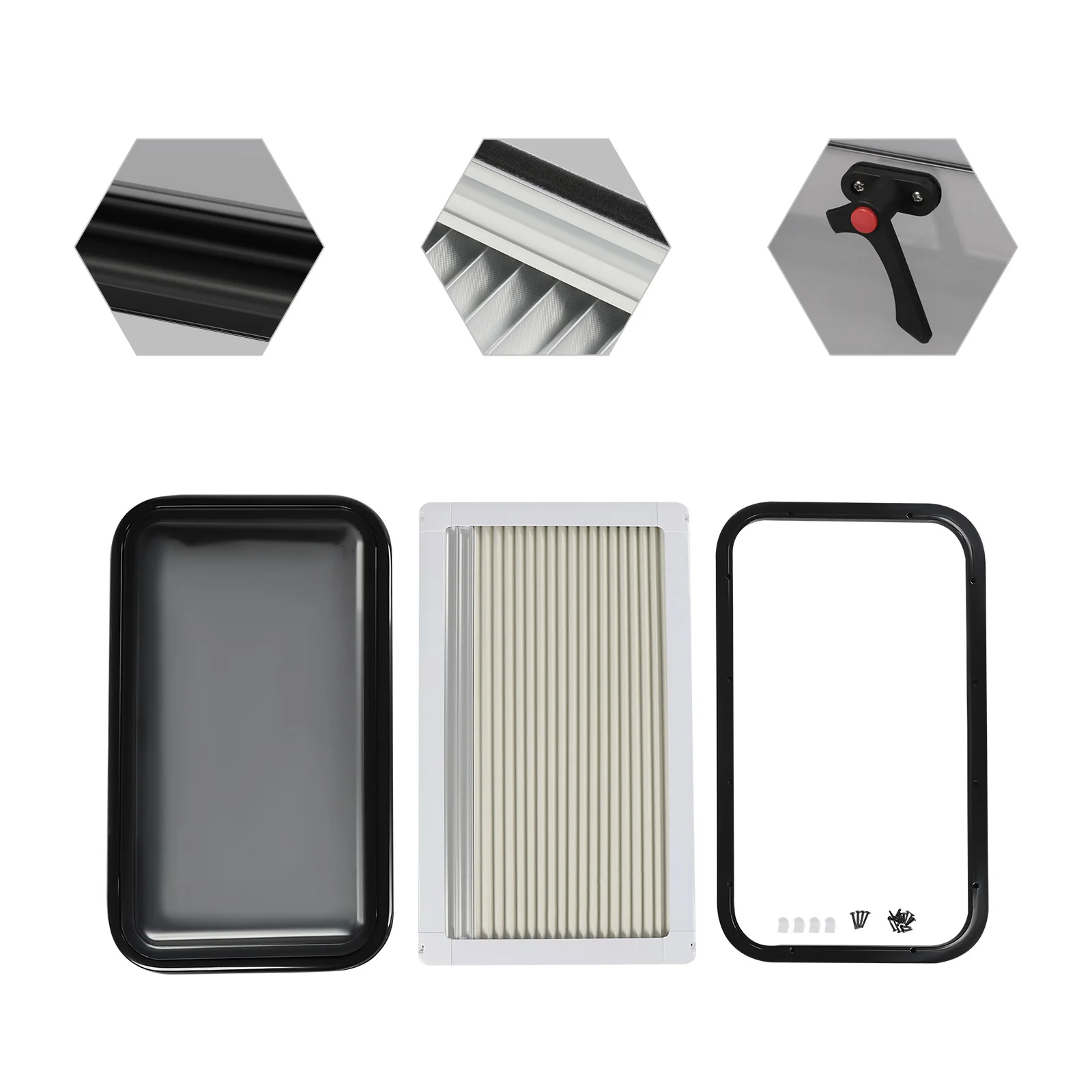 700 x 400 mm Caravan Side Window,Camper Motorhome Window, Push Up, Hinged Window with Blackout Glass and Insect Protection