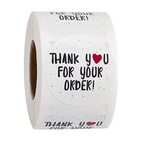 

100-500pcs 1inch Cute Thank You for Your Order Business Sticker Label for Love Heart Envelope Sealing Waterproof Wrapping Supply