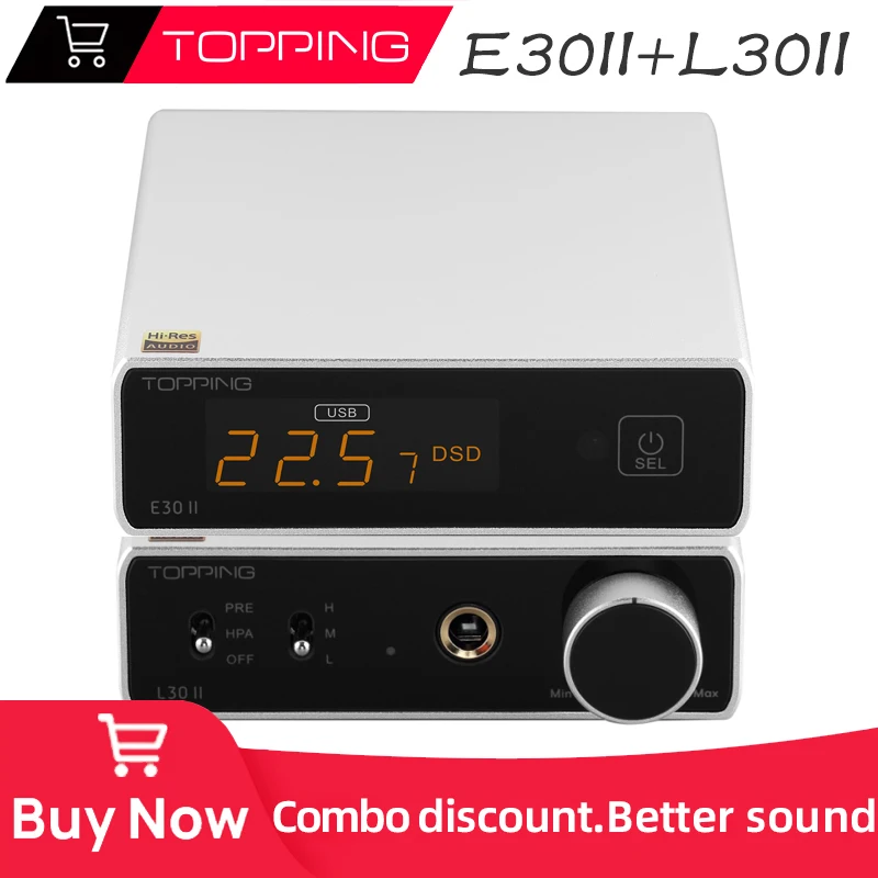 Topping E30Ii E30 Ii 2 Hifi Decoder Dac + L30Ii L30 Ii Amplificatore Per Cuffie Amplificatore Per Cuffie, Home Audio Decodifica Amplificatore Per L'Or