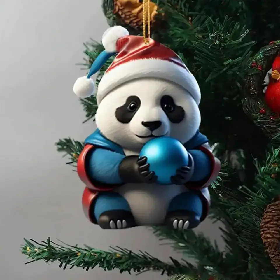 クリスマス漫画パンダ飾りクリスマスツリーハンギングペンダント