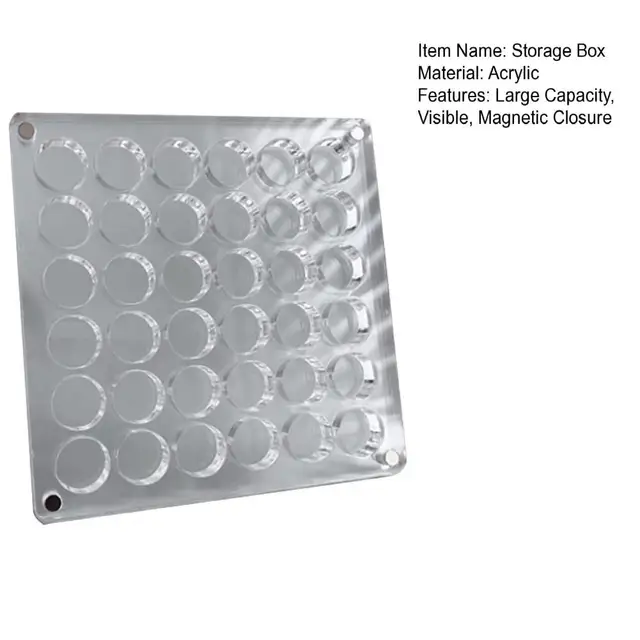 Scatola Espositore Magnetica In Acrilico | Per Conchiglie E Perline | 36 Griglie Trasparenti