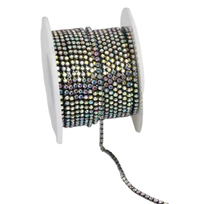9m Crystal AB Rhinestone Cup Chain with Colorful Glass Bottom