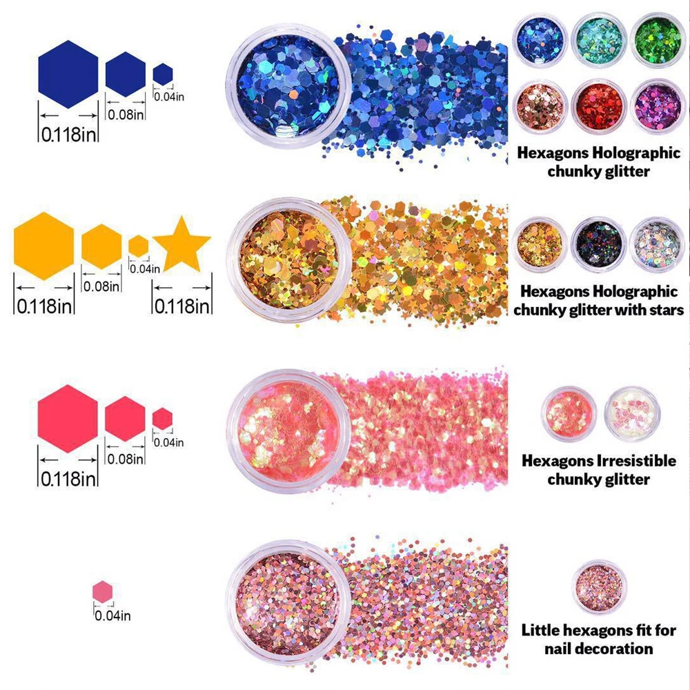 

Laser Colorful Five Point Star Nail Enhancement Mixed Sequins Set Sparkling Sliced Gold Scallion Powder Nail Art Decoration
