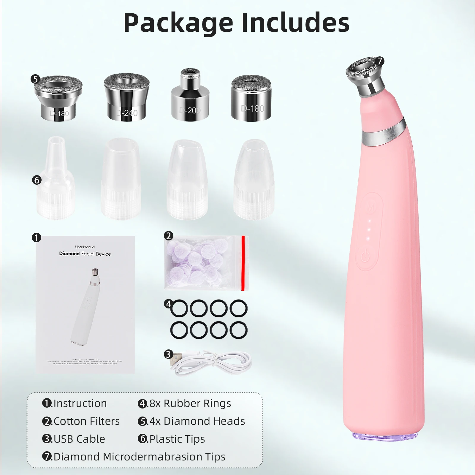 Diamond Microdermabrasion Machine Blackhead Removal Skin Toning Facial Peeling Beauty Device SPA Tool