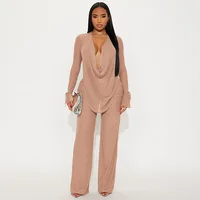 Daisy Mesh Long Sleeves Deep V-neck Pant Set 29