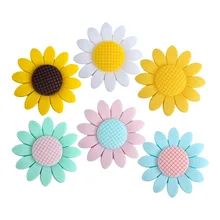 

42*42mm 5pc/lot Cartoon Silicone Sun Flower Baby Teething Beads for Pacifier Chain Molars Accessories Teether Oral Care BPA Free