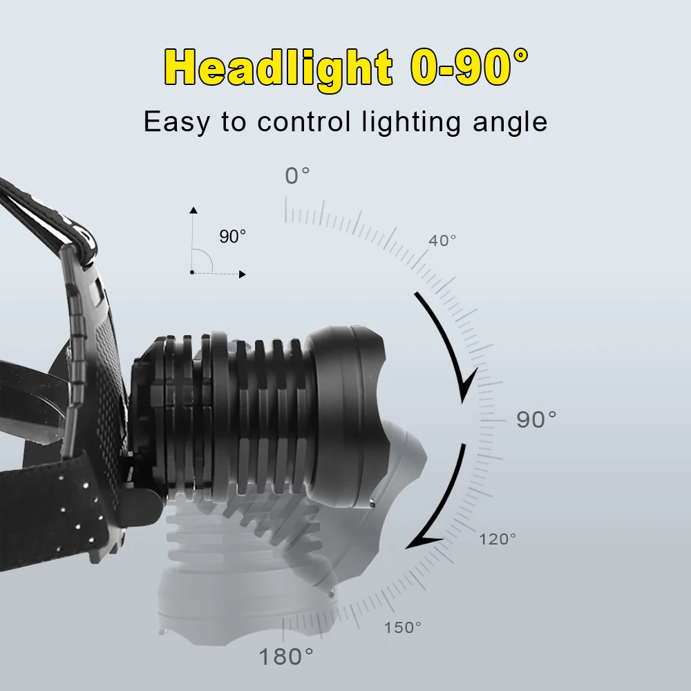 980000000LM 가장 강력한 LED 헤드라이트 슈퍼 밝은 헤드램프 충전식 XHP360 헤드 램프 야외 낚시 사냥 랜턴용